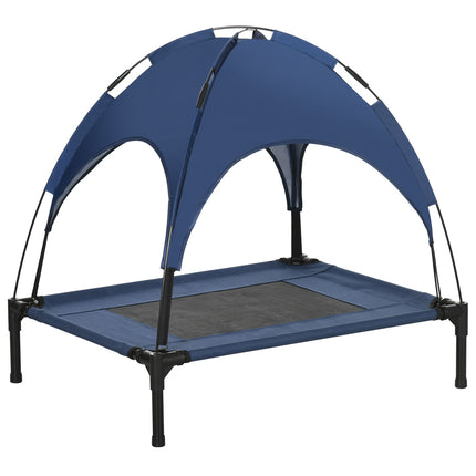 Panier d'extérieur pour animaux de compagnie avec auvent surélevé et protection UV, bleu foncé, pour chiens de taille moyenne