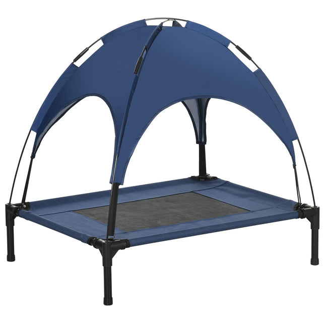 Erhöhtes Outdoor-Hundebett mit UV-Dach, Medium, Dunkelblau