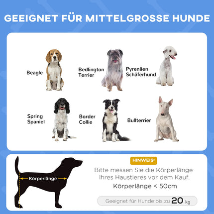 Panier d'extérieur pour animaux de compagnie avec auvent surélevé et protection UV, bleu foncé, pour chiens de taille moyenne