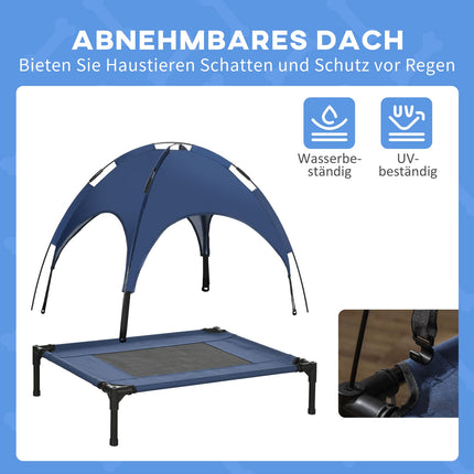Panier d'extérieur pour animaux de compagnie avec auvent surélevé et protection UV, bleu foncé, pour chiens de taille moyenne