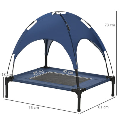 Panier d'extérieur pour animaux de compagnie avec auvent surélevé et protection UV, bleu foncé, pour chiens de taille moyenne