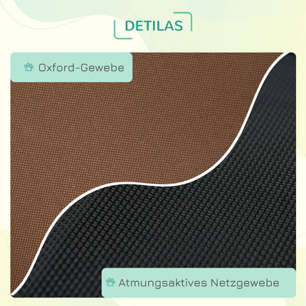 Huisdierbed Met Luifel, Verhoogd Hondenbed, Hondenligstoel Voor Buiten Met Dak, Ademend, Taftstof Koffie 122 X 92 X 108 Cm