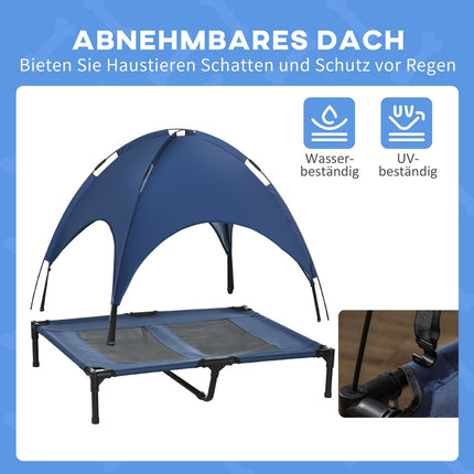 Erhöhtes Hundebett mit Überdachung, atmungsaktiv, mittel, blau
