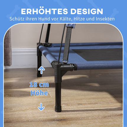 Erhöhtes Hundebett mit Überdachung, atmungsaktiv, mittel, blau