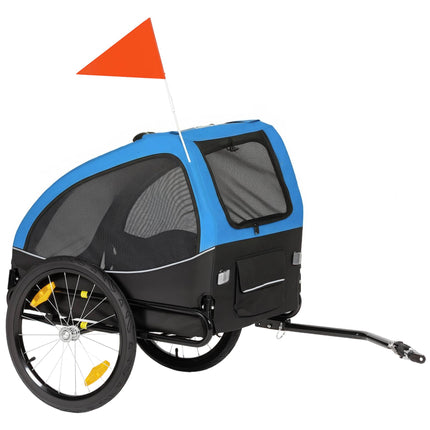 Pet Bike Trailer, 20" Wheels, Mesh Windows, Blue/Black