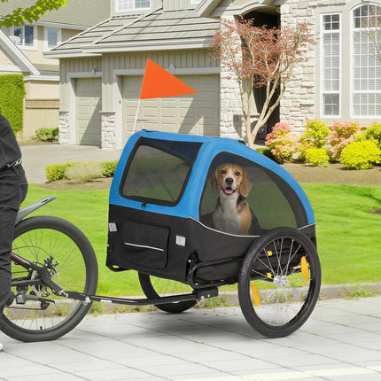 Pet Bike Trailer, 20" Wheels, Mesh Windows, Blue/Black