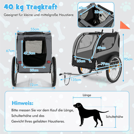 Haustieranhänger, faltbar, 40 kg Tragkraft, Grau