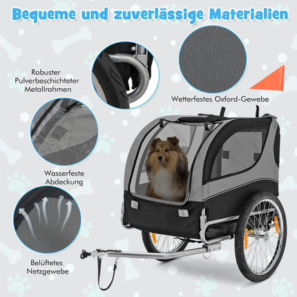 Haustieranhänger, faltbar, 40 kg Tragkraft, Grau