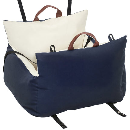 Autosedačka pro mazlíčky, 2 popruhy, pratelné potahy, <5kg, modrá