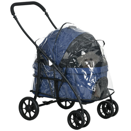Foldable 2-in-1 pet stroller with rain cover, small dogs/cats