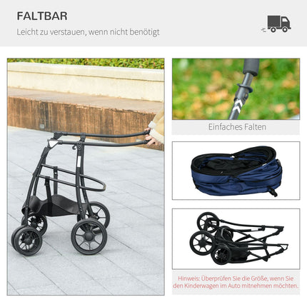 Foldable 2-in-1 pet stroller with rain cover, small dogs/cats