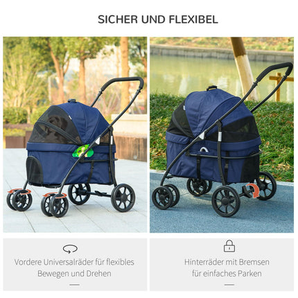 Foldable 2-in-1 pet stroller with rain cover, small dogs/cats