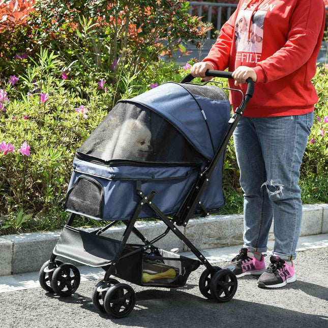 Haustier-Kinderwagen für kleine Hunde & Katzen, Oxford-Blau 76,5x52x95cm