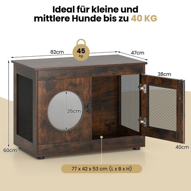 Haustier-Box im Möbelstil mit Tür & PC-Fenster, 82x47x60 cm