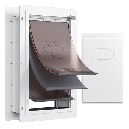 Pet Door 12.28 x 17.13 In, Metal Frame, Lock, 3-Flap