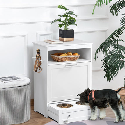 Pet food cabinet with bowls and storage, 61 x 35.5 x 82 cm