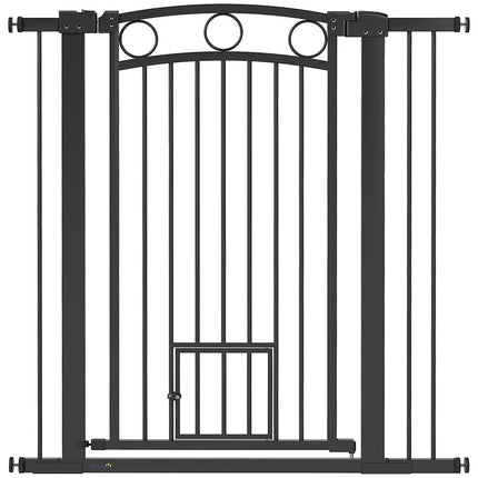 Haustiertor 106 cm, Verstellbare Breite, Katzentür, Schwarz
