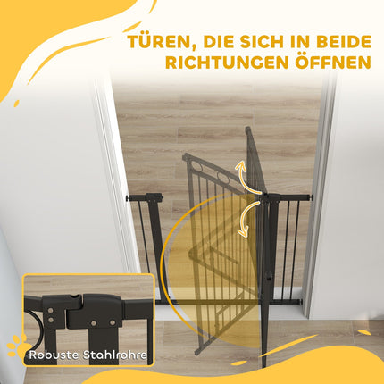 Haustiertor 106 cm, Verstellbare Breite, Katzentür, Schwarz
