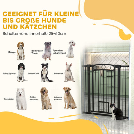Haustiertor 106 cm, Verstellbare Breite, Katzentür, Schwarz