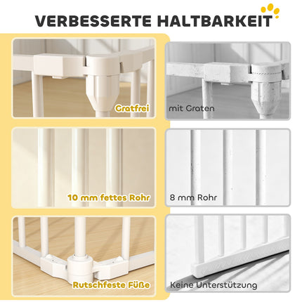 Pet Gate, 6-Panel Foldable Barrier with Door, White