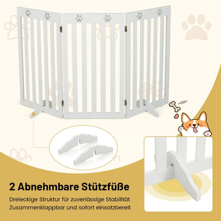 Pet Gate, 89cm Tall, Foldable Wood Barrier, White