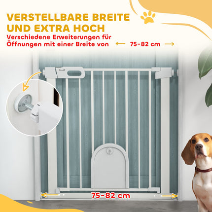 Haustiertür, verstellbar mit kleiner Tür, Metall & Kunststoff, Weiß