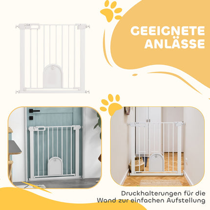 Haustiertür, verstellbar mit kleiner Tür, Metall & Kunststoff, Weiß