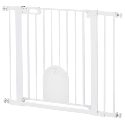 Pet Gate, Adjustable with Small Door, Steel & Plastic, White