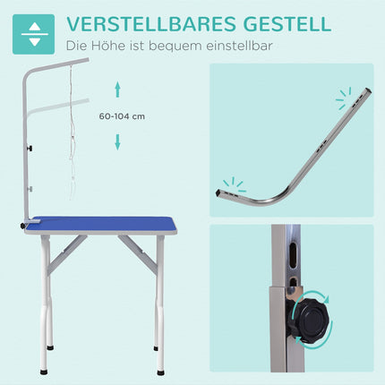 Haustier-Pflegetisch – Metall, Blau, Rutschfeste Oberfläche
