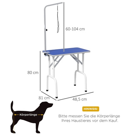 Haustier-Pflegetisch – Metall, Blau, Rutschfeste Oberfläche
