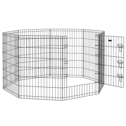 Pet Playpen with Door, Black Metal, 91cm, Indoor/Outdoor