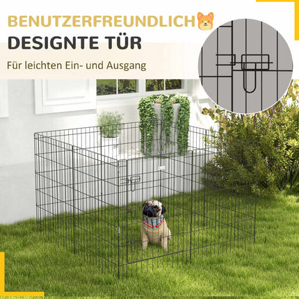 Pet Playpen with Door, Black Metal, 91cm, Indoor/Outdoor