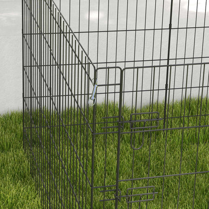 Pet Playpen with Door, Black Metal, 91cm, Indoor/Outdoor