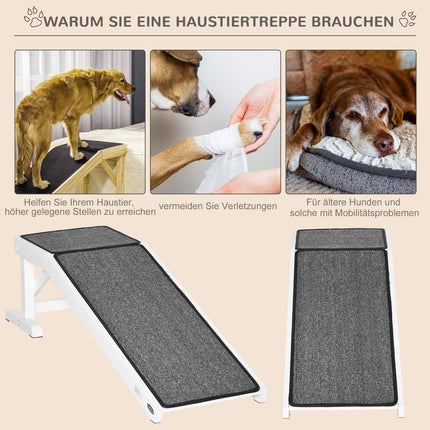 Dog ramp with non-slip mat, pine, 30 kg capacity