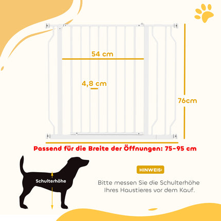 Tier-Schutzgitter, verstellbar 75-95 cm, beidseitig zu öffnen, Weiß