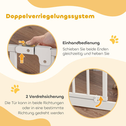 Tier-Schutzgitter, verstellbar 75-95 cm, beidseitig zu öffnen, Weiß