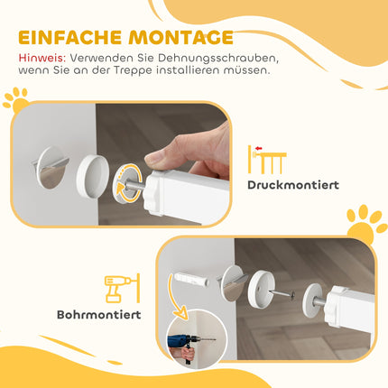 Tier-Schutzgitter, verstellbar 75-95 cm, beidseitig zu öffnen, Weiß