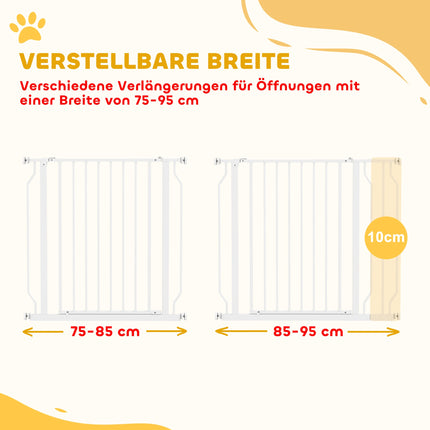 Tier-Schutzgitter, verstellbar 75-95 cm, beidseitig zu öffnen, Weiß