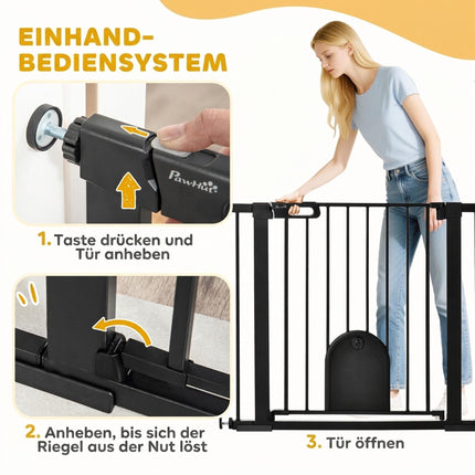 Pet Safety Gate, Steel, Adjustable 75-103 cm, Black