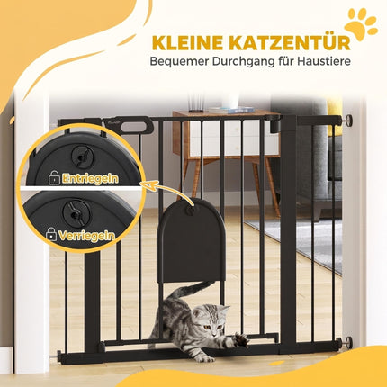 Pet Safety Gate, Steel, Adjustable 75-103 cm, Black