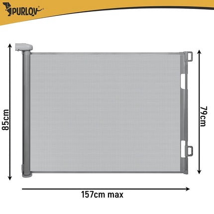 Pet Safety Gate for Doors and Stairs, Roll-Up, Up to 157 cm, Grey
