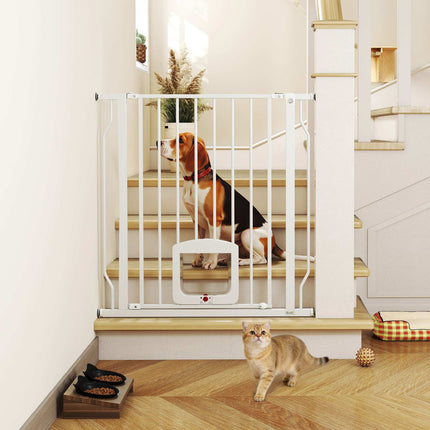 Tierschutzgitter mit Katzenklappe, ohne Bohren, 75-85 cm, Stahl