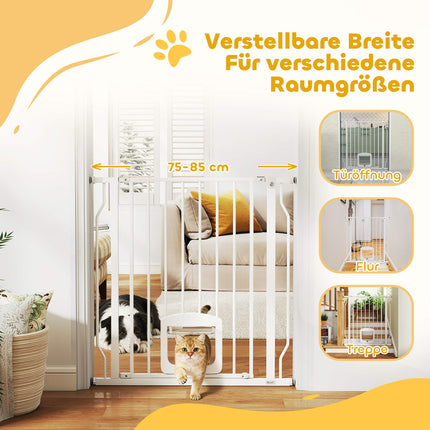 Tierschutzgitter mit Katzenklappe, ohne Bohren, 75-85 cm, Stahl