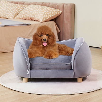 Pet Sofa Bed, Velvet, 27x15x15 in, 66 lb, Dark Grey