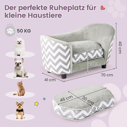 Pet Sofa Bed with Washable Cover, Soft Cushion, 70x41x40 cm