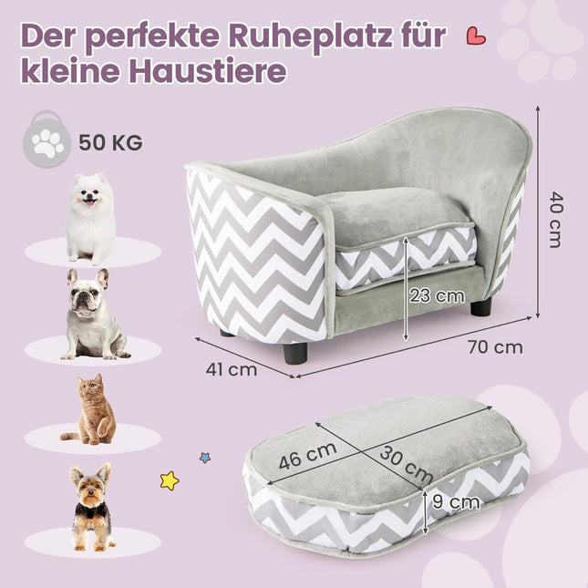Haustier-Sofabett mit waschbarem Bezug, weichem Kissen, 70x41x40 cm