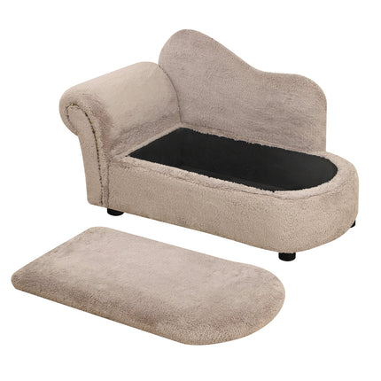 Hundebett-Sofa mit verstecktem Stauraum, robustem Bezug, Beige 80x40x46cm