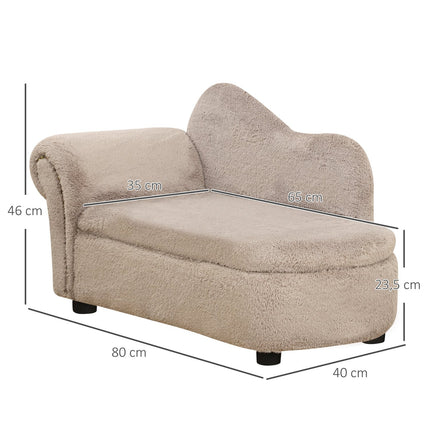 Hundebett-Sofa mit verstecktem Stauraum, robustem Bezug, Beige 80x40x46cm