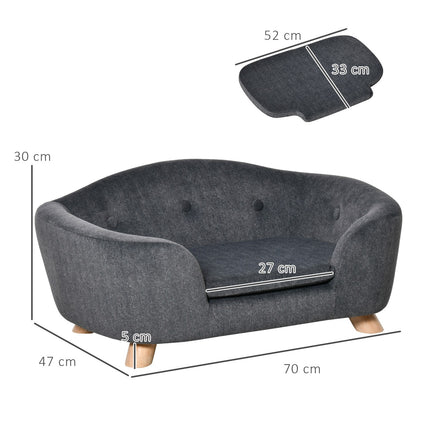Haustier-Schlafsofa mit Kissen, Plüschschaum, 70x47x30 cm