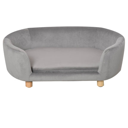 Helles, graues Samt-Schlafsofa für Haustiere, Schaumstoffkissen, 86x55x33 cm